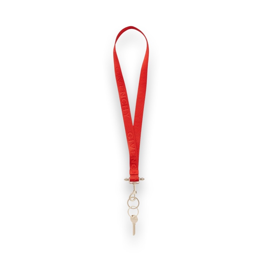 Givenchy Engraved Lanyard Key Ring Necklace (Red)